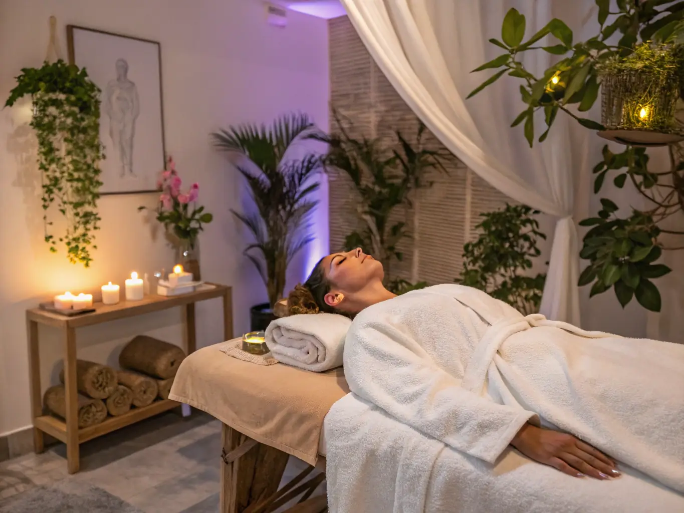 A calming image of a client enjoying a body wrap at Uniskin Blackeath, showcasing the spa-like atmosphere.