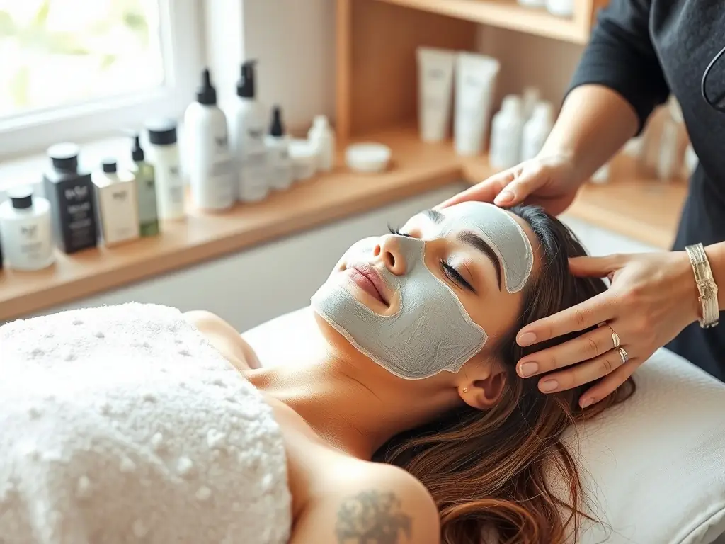 A serene image of a client receiving a facial treatment at Uniskin Blackeath, with soft lighting and a focus on relaxation.
